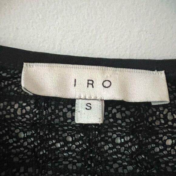 IRO Women's Elbow Length Sleeve Cold Shoulder V-Neck Lace Black Top Size Small - Picture 3 of 8